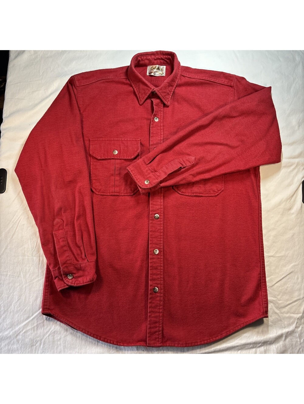 Vintage Cabelas Chamois Cloth Shirt Red Heavyweight Hunting,Fishing ,Casual